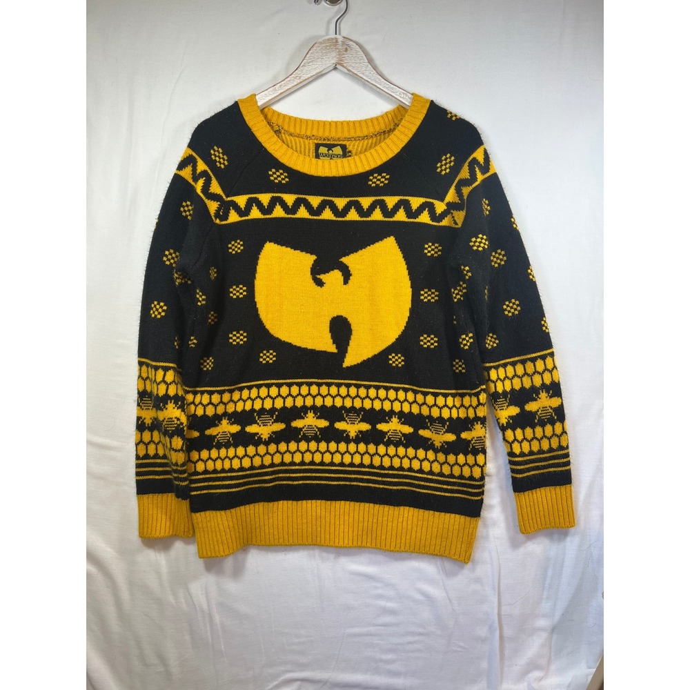 Wu-Tang Clan Killa Beez Knit Holiday Sweater Black Yellow Logo Mens Medium M